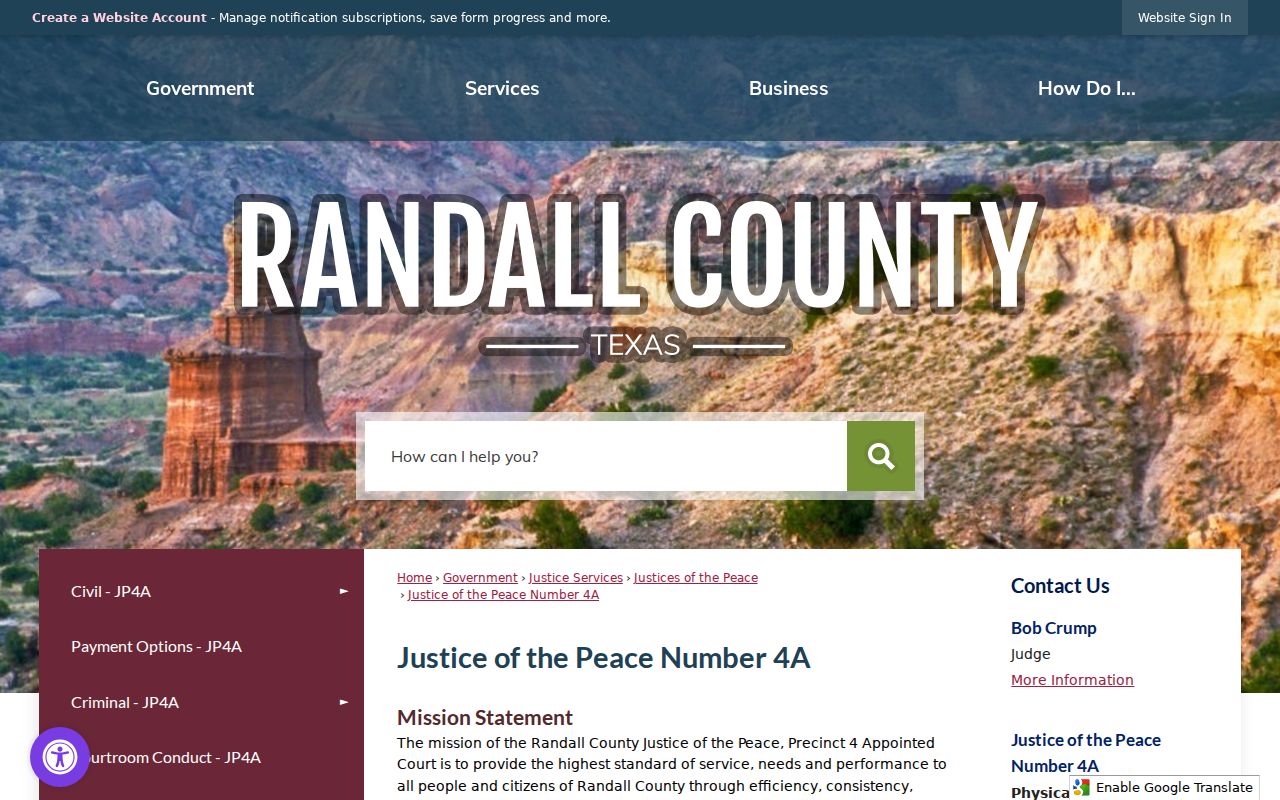 Randall County Justice of the Peace Number 4A official page