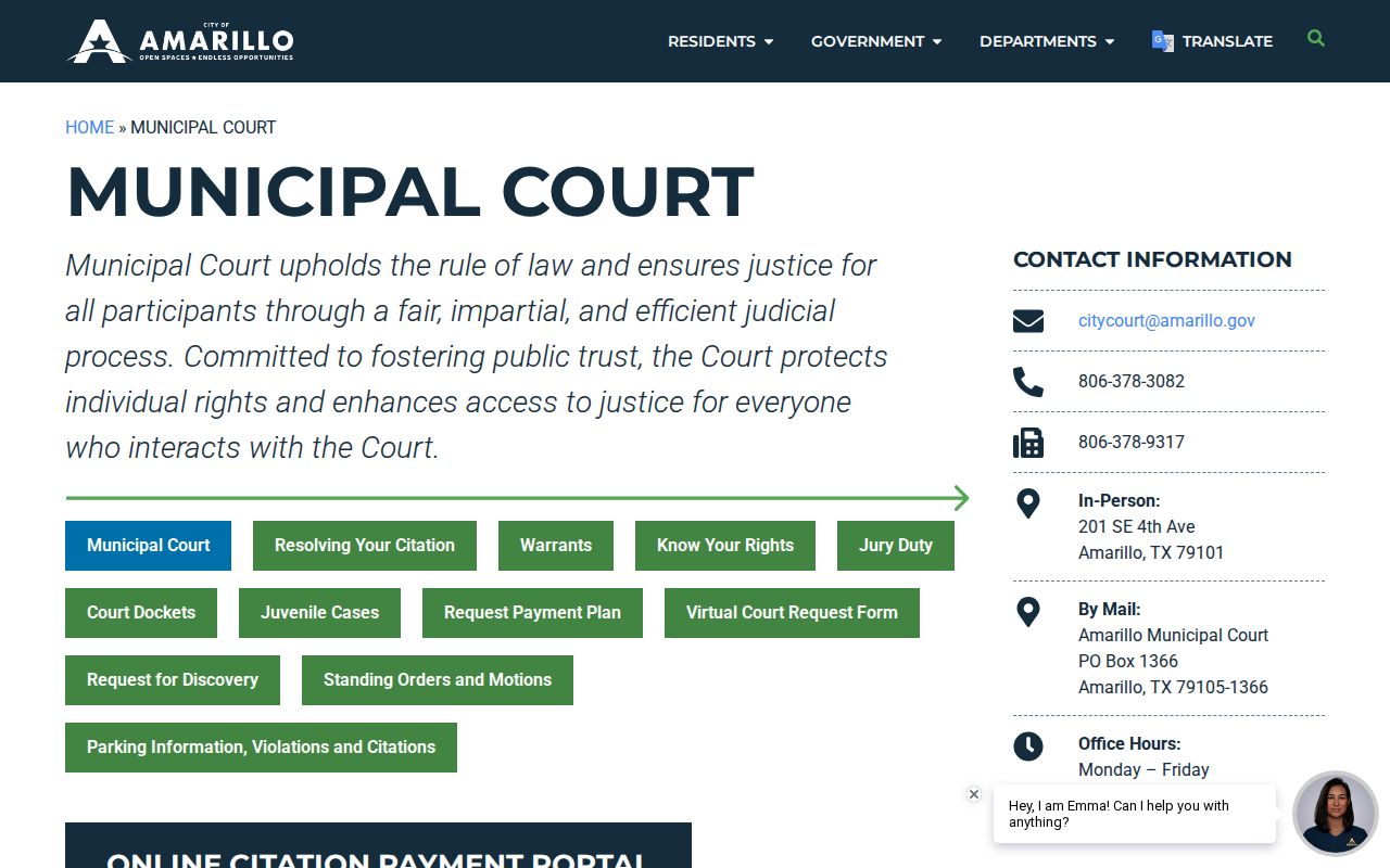 Amarillo Municipal Court official page