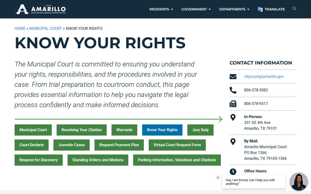 Amarillo municipal court rights page
