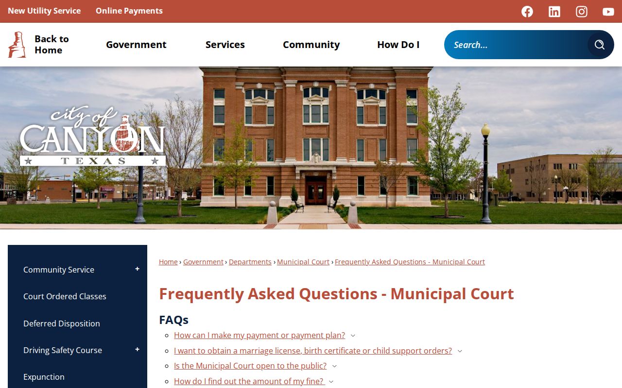 Canyon Municipal Court FAQ about citation posting