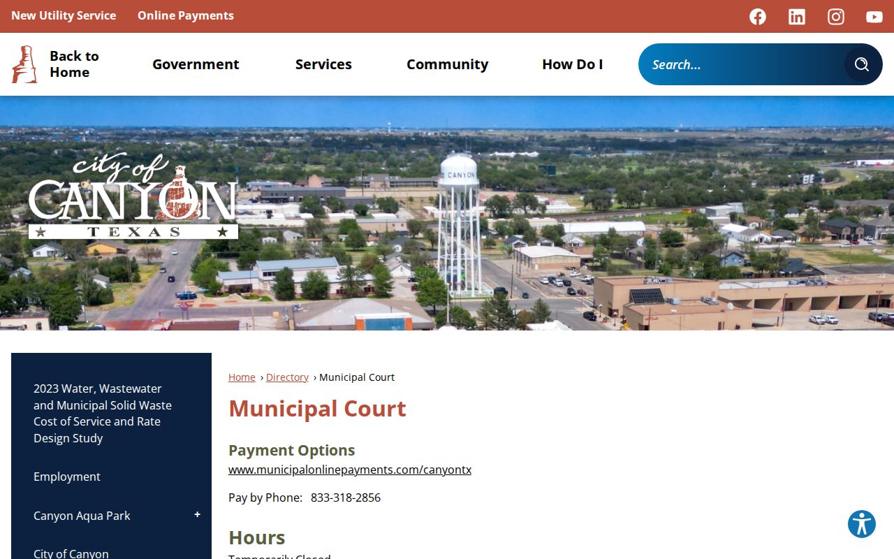 Canyon municipal court department directory