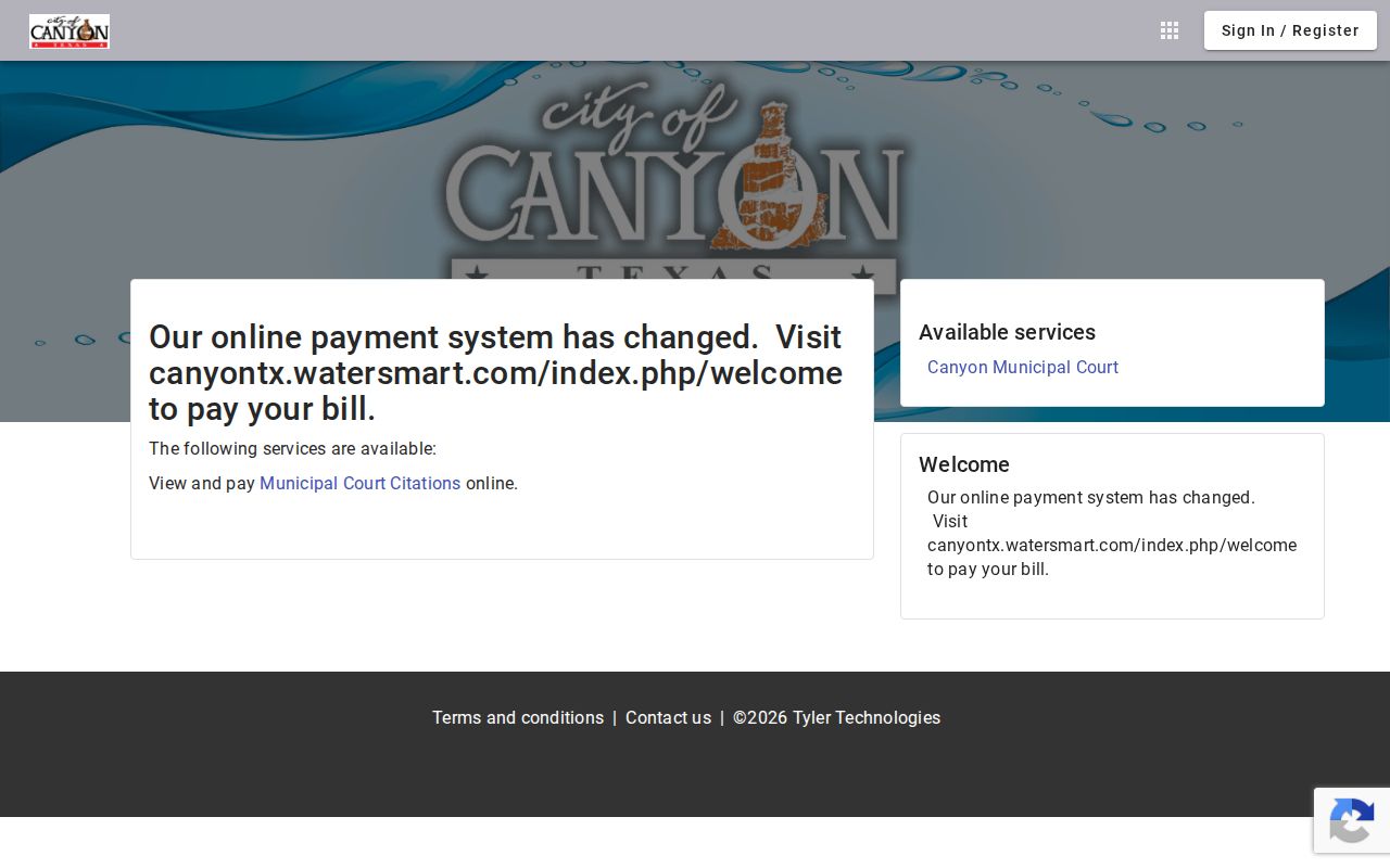 Official Canyon municipal online payment portal